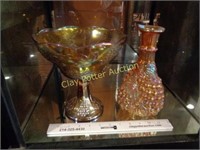 2 Vintage Carnival Glass Pieces