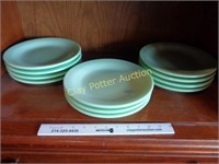 Set of 11 Vintage Green "Jadite" Plates