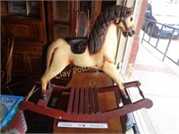 Vintage Carved Wood Rocking Horse