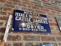 Porcelain TEXAS CATTLE RAISERS Sign