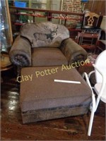 Leather & Fabric Hunter Chair & Ottoman