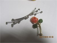 Made in France Hair Clip w/Stones & Flower Jade