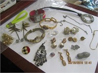 Misc. Jewelry Lot-Watches,Pins,Earrings & Necklacs