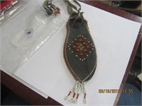 Handmade Leather & Beaded Pouch Purse