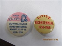 1970 Sesqui Belle Bowmansville Pin & 1956