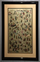 Framed Oriental Figural Needlework