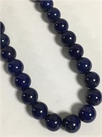 Blue Lapis Beaded Necklace, 14k Gold Clasp