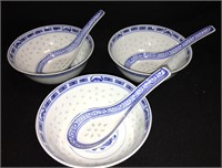 Oriental Porcelain Bowls And Spoons