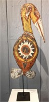 Folk Art Hand Carved And Painted Bird Sculpture