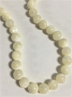 Mother Of Pearl Beaded Necklace, Sterling Clasp