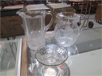 Princess House Pitcher, Cut Glass Vase
