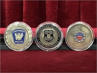 3 Commemorative Police Medallions