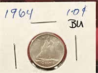 1964 Canada 10¢ Silver Coin