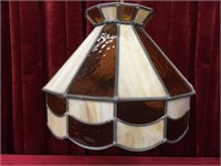 Vintage Slag & Stain Glass Swag Lamp - 16"dia
