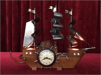 United Ship Clock / Lamp w/ Chrome Sails