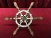 Vintage Nautical Boat Wheel w/ Base - 12.5"dia