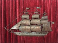 Large Rustic Tin Art Tall Ship Plaque-42" x 25.5"