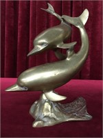 Brass Dolphins Figure - 14.25"tall