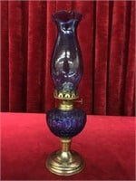Vintage Cobalt Blue Oil Lamp