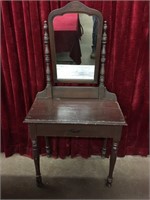 Vintage Hall Table w/ Tilt Mirror