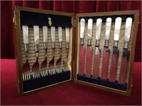 Abbey Mother of Pearl & EP Silver Fork / Knife Set