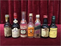 7 1960s Mini Liquour Bottles