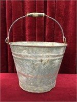 Vintage Wood Handle Galvanized Bucket