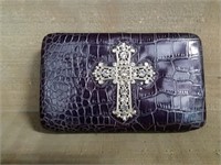Wallet with Jewel Cross Embellishment