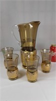 Ensemble doré, Pichet et 4 verres, vintage