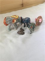 Beautifully decorated Elephants - one broken trunk