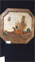 Folk Art Original-Wood tooled Pheasants
