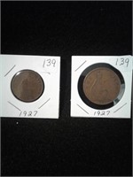 British 1927 Penny, British 1927 Half Penny, lot