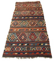 Antique Caucasian Kilim woven geometric rug