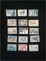 Hunter SIGNED Federal duck stamps(WD) lot of 15