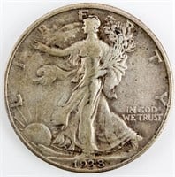 Coin 1938-D Walking Liberty Half Dollar XF