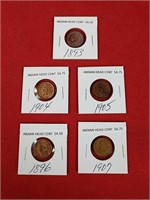 Five Indian Head Cents