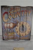 New "Elk Country" Wooden Picture With Clock