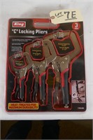 New 3 PC King "C" Locking Pliers Set