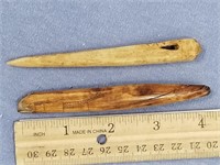 Lot of 2, fossilized Old Bering Sea ivory artifact