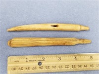 Lot of 2, fossilized Old Bering Sea ivory artifact