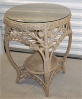 Wicker Table with Glass Top