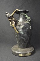 "FEMALE VASE" BY A. MOREAU - BRONZE AND MARBLE -