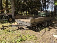 Shop made double axle flat bed trailer