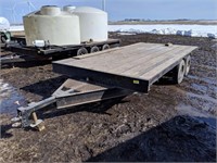 Shop made tandem axle flat bed trailer
