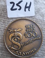Shriners 1872 - 1972 Shrinetennial Token Medallion