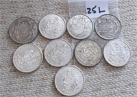 9 Canadian Silver 50 cent Coins...