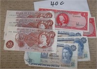 Foreign Paper Money, England, Bermuda, Trinidad