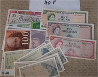 Foreign Paper Money Jamaica, Indonesia, France etc
