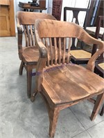 Pair of wood chairs w/ wrap around arms
