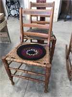 Pair of wicker seat chairs